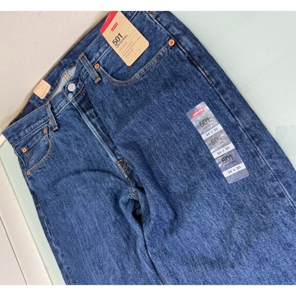 Levis 501 Original Fit Jeans Mens 34x30 Straight Leg Button Fly 100% Cotton NWT - Picture 4 of 15